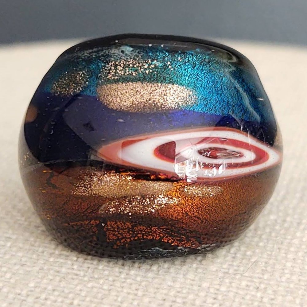 Hand blown multi color domed glass ring - Picture 4 of 7